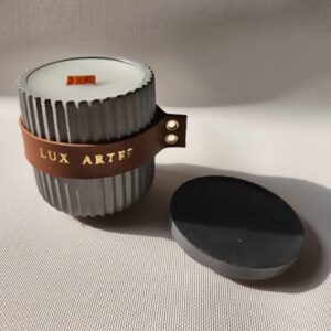 Vela Aromática no Pote de Concreto listrado cinza chumbo