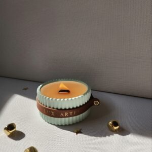 Vela aromática no potinho sem tampa verde menta